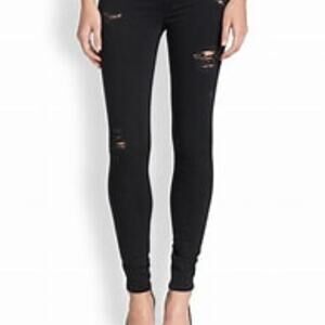 Hudson Black Low Rise Distressed Skinny Jeans 26